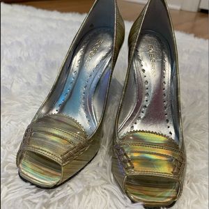 BCBGirls Iridescent peep toe heels